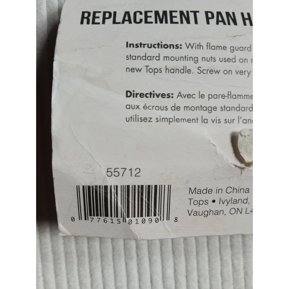Tops Mfg Replacement Pan Handle Black Heat Resistant Cookware Part 55712 NOS
